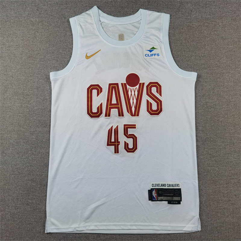 Men Cleveland Cavaliers #45 Donovan Mitchell White Nike 2025 NBA Jersey